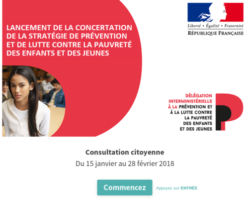 Page d'accueil de la consultation sur la pauvreté des jeunes